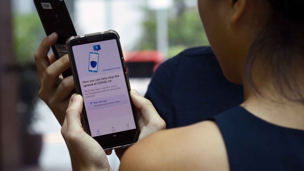 Singapore's TraceTogether app aims to automatically detect potential exposure to Covid-19, but it has been criticised for design flaws (Credit: Getty Images)