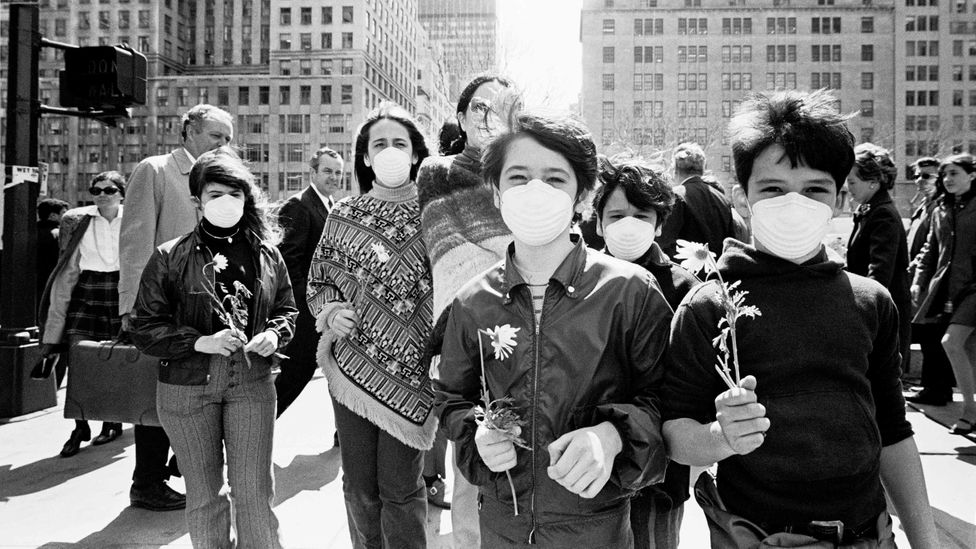 Fifty years on from the first Earth Day in 1970, pictured here, much of the world is wearing masks for a different reason - and the protest has moved online (Credit: Getty Images)
