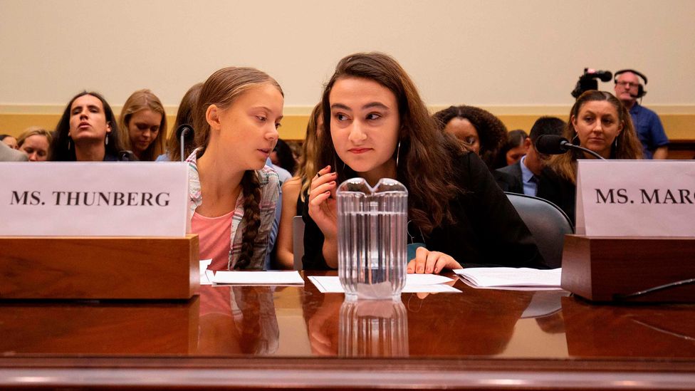 Earth Day may have been surpassed in its influence by youth movements led by activists such as Jamie Margolin (right), pictured with Greta Thunberg (Credit: Getty Images)