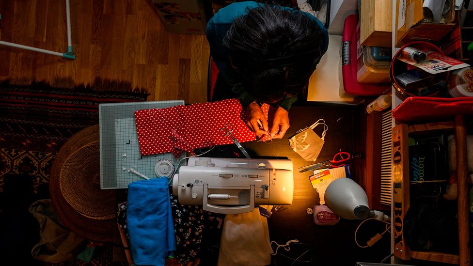 With a shortage of face masks, many people are turning to their sewing machines to make their own (Credit: Getty Images)
