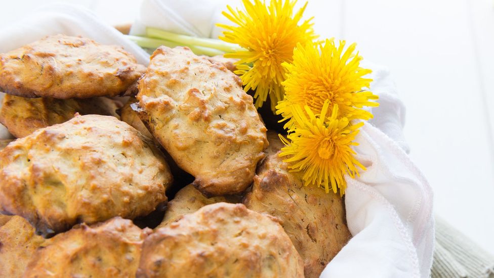 Yellow dandelion flower cookies can be sweetened with vanilla extract and honey (Credit: megatronservizi/Getty Images)