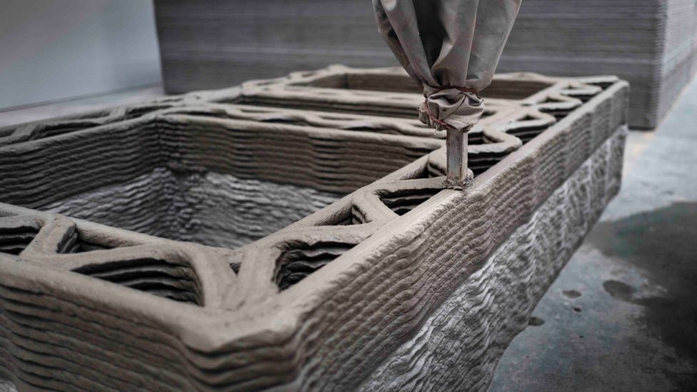 The 3D-printing construction company WinSun uses recycled materials in the "ink" to print its structures (Credit: Winsun)