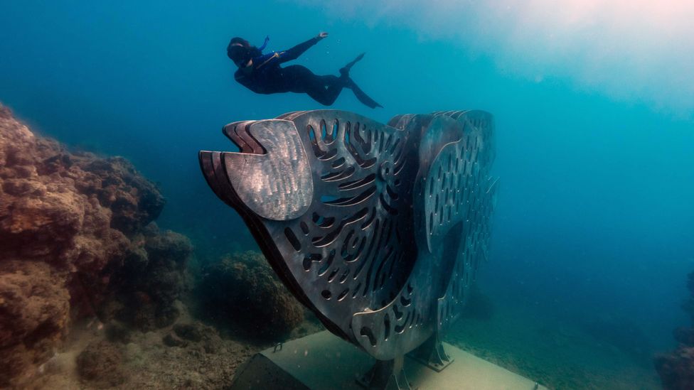 The Ngaro Underwater Sculpture Trail in Australia’s Whitsunday Islands showcases six art installations (Credit: Riptide Creative)