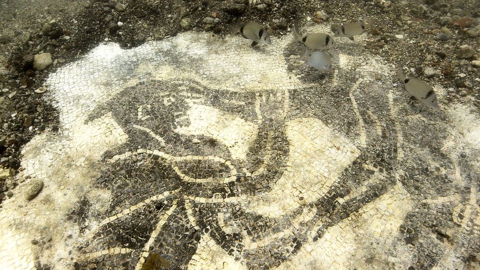 This underwater mosaic was once part of a floor of a magnificent villa (Credit: Pomona Pictures)