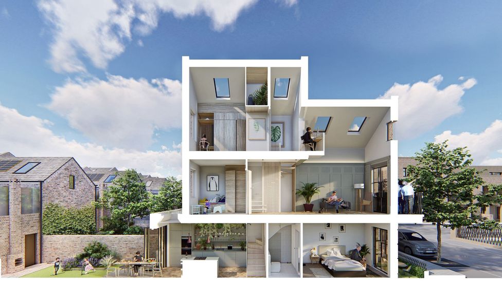 A CGI image of the Hundred House, a design by HTA of an affordable multi-generation living space (Credit: CGI image/ HTA)