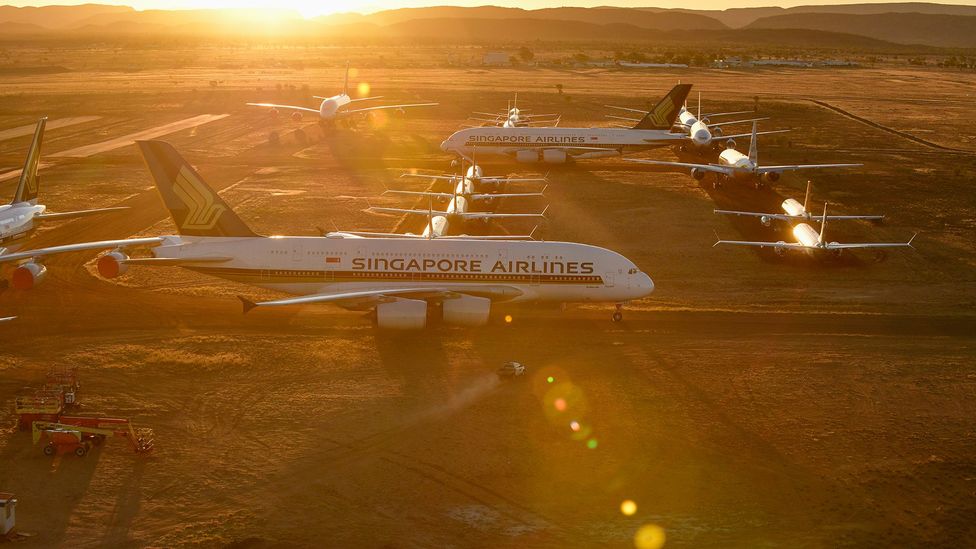 Some of Singapore Airlines' aircraft now sit at Alice Springs Airport in Australia to prevent corrosion (Credit: Getty Images)