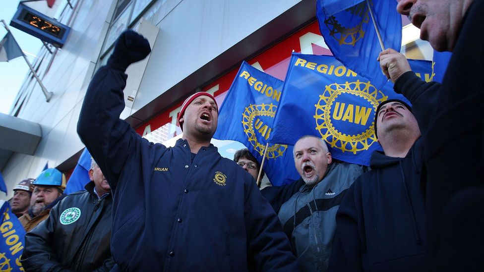 Unions representing workers in the US car manufacturing industry appealed for a huge multi-billion-dollar bailout in 2008 (Credit: Getty Images) Unions representing workers in the US car manufacturing industry appealed for a huge multi-billion-dollar bailout in 2008 (Credit: Getty Images)