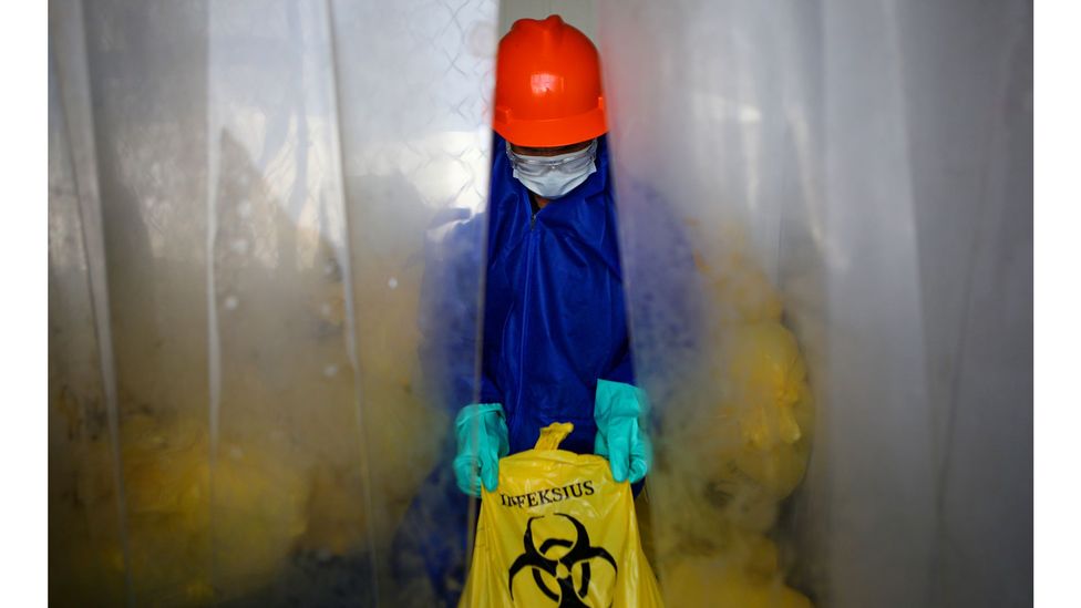 Only 15% of medical waste is classed as hazardous - but the rest is little more dangerous than household waste (Credit: Reuters)