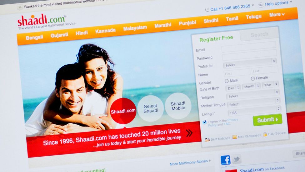 The Indian marriage website shaadi.com recently removed the last vestiges of its skin-colour filter (Credit: Alamy)