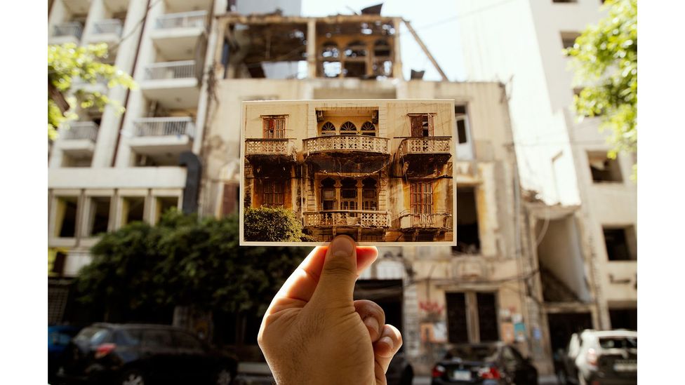 Their photographs capture the faded glamour of Beirut's buildings that bear the marks of time, from crooked shutters to broken windows (Credit: Joseph M Khoury)