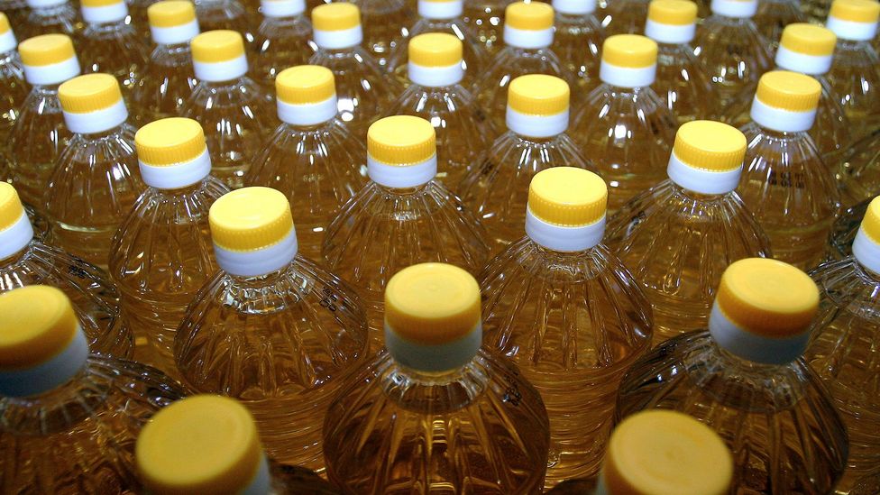 Bottles of vegetable oil (Credit: Science Photo Library)