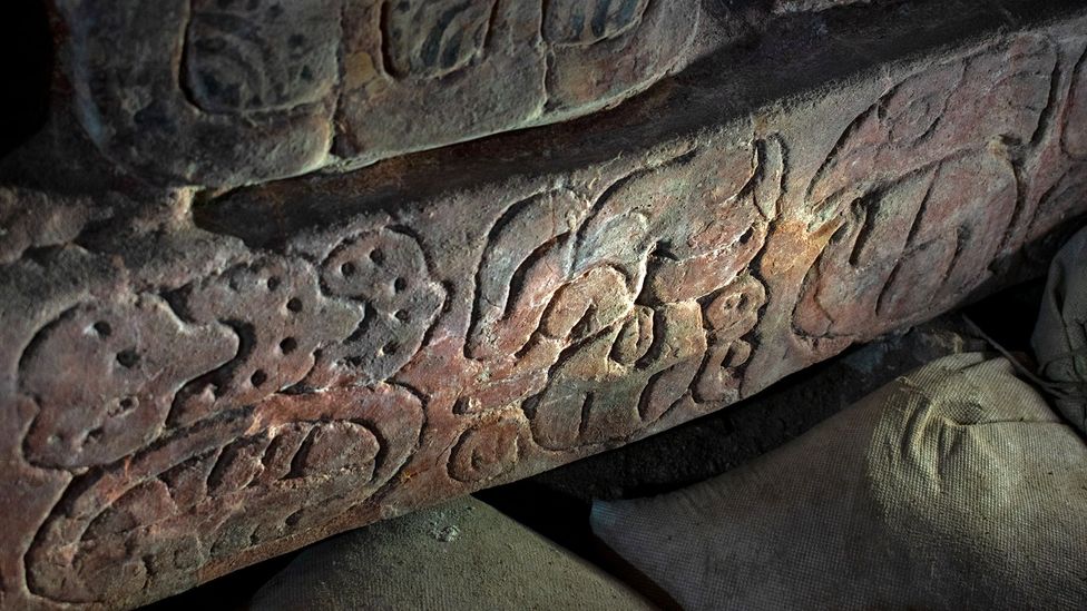 At Holmul, glyphs explain exactly who a carving was for and why: a king who had just died (Credit: Amanda Ruggeri)