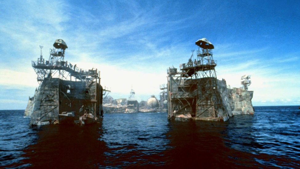 Waterworld envisages a future in which landmasses have been submerged and communities survive on floating atolls (Credit: Alamy)