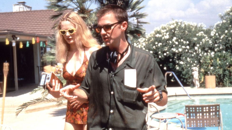 Paul Thomas Anderson (centre) is among the directors to have paid homage to the Copa shot with the opening sequence of his 1997 film Boogie Nights (Credit: Alamy)