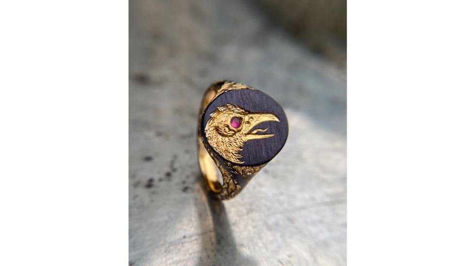 A bespoke cocktail ring by Castro Smith features a gemstone re-purposed from another item of jewellery (Credit: Goldsmiths’ Fair)