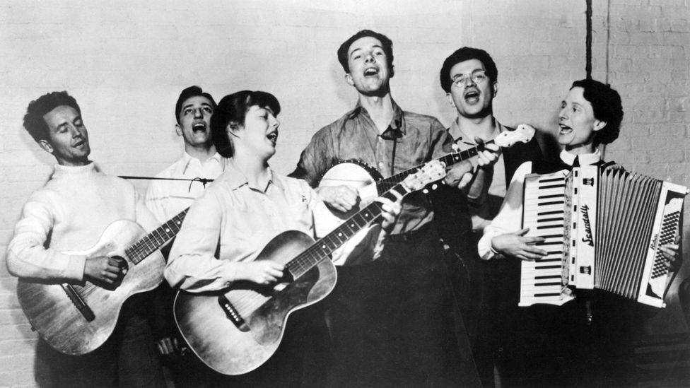 Born in Oklahoma in 1912, Woody Guthrie was a natural entertainer who was drawn to the vagabond life (Credit: Getty Images)