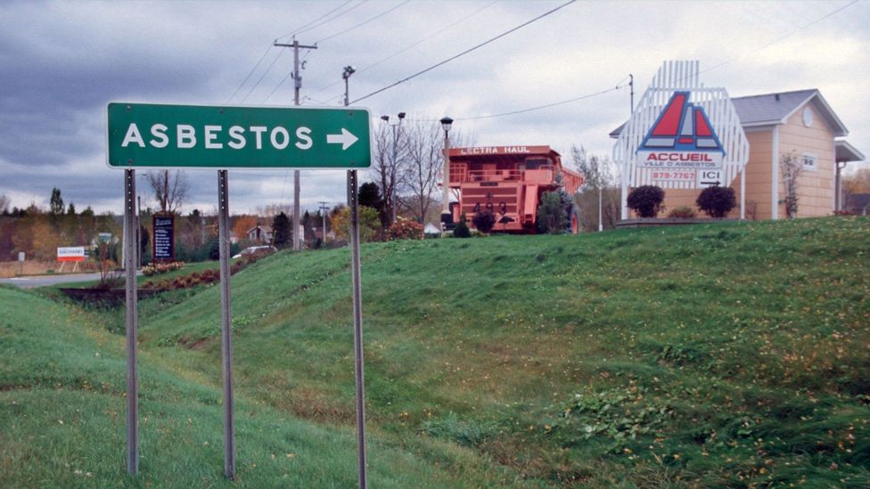 Asbestos town sign