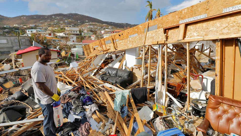 Hurricane Irma was a Category Five hurricane when it hit St Thomas in the US Virgin Islands, bringing widespread destruction (Credit: Alamy)