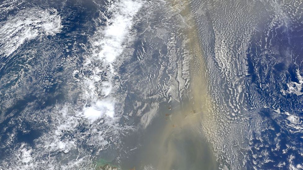Strong dry winds and dust from the Sahara can dampen the strength of storms and may even influence their direction (Credit: Nasa)