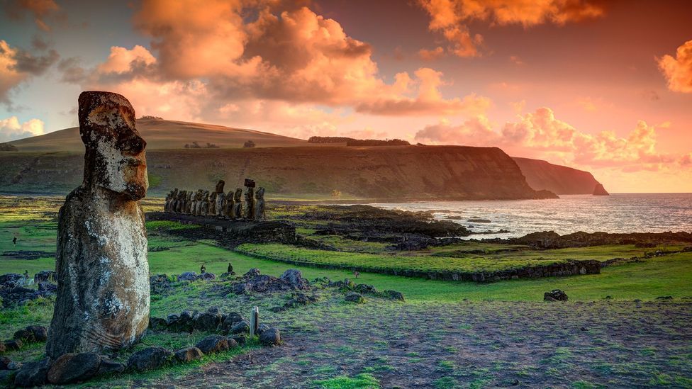 Easter Island is perhaps best known for its moai, monolithic human figures that were built by the Rapa Nui people (Credit: Marko Stavric Photography/Getty Images)