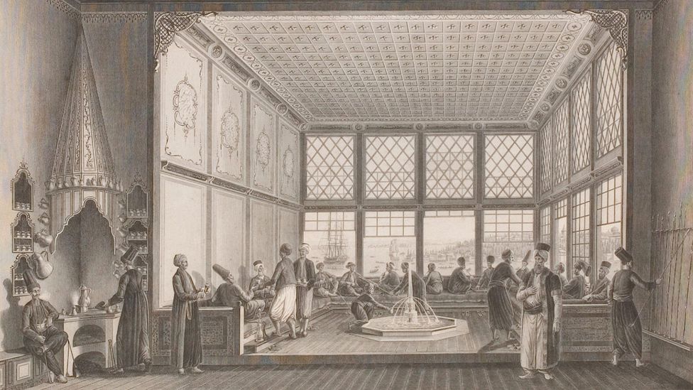 Coffeehouses were a staple in the Ottoman Empire, where they developed as spaces for men to meet, relax and trade (Credit: Historic Collection/Alamy)