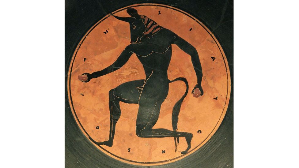 The Minotaur from the Theseus myth, pottery, circa 515 BCE from the National Archaeological Museum of Spain, Madrid (Credit: Getty Images)