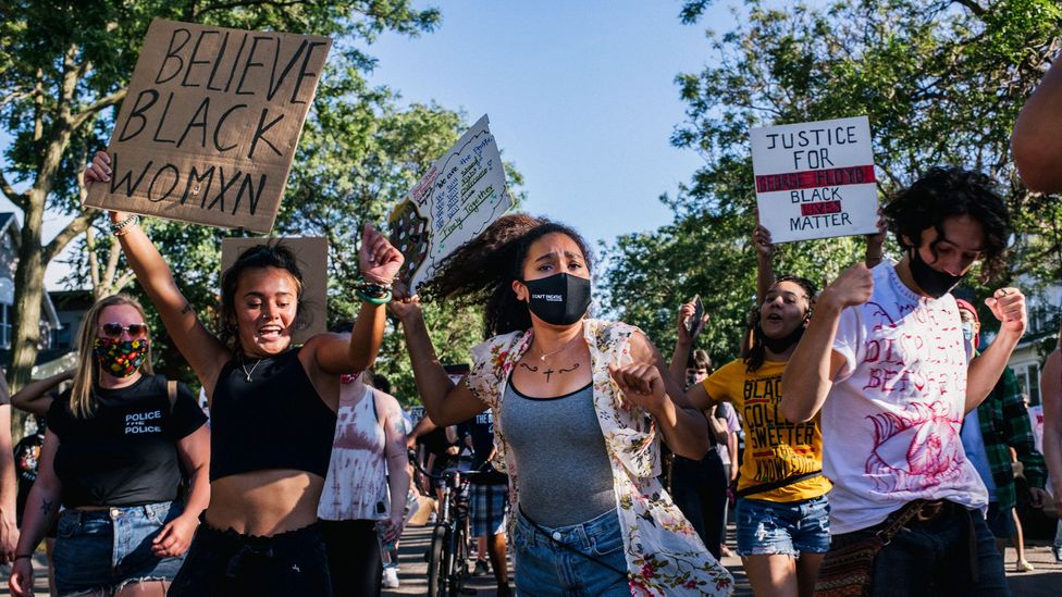 Three Black Lives Matter supporters take to the streets (Credit: Getty Images)