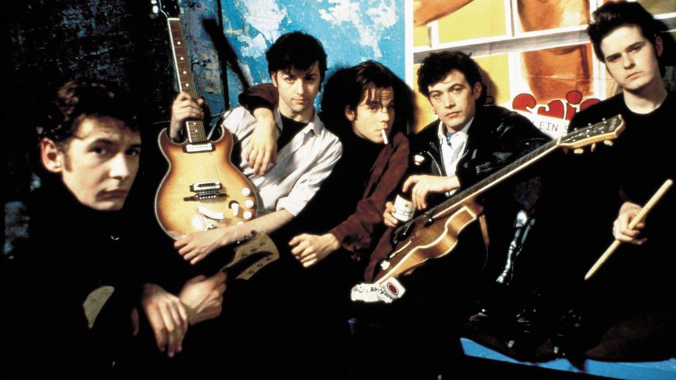 The 1994 film Backbeat focused on the relationship between John Lennon (Ian Hart, front left) and 'fifth Beatle' Stuart Sutcliffe (Credit: Alamy)