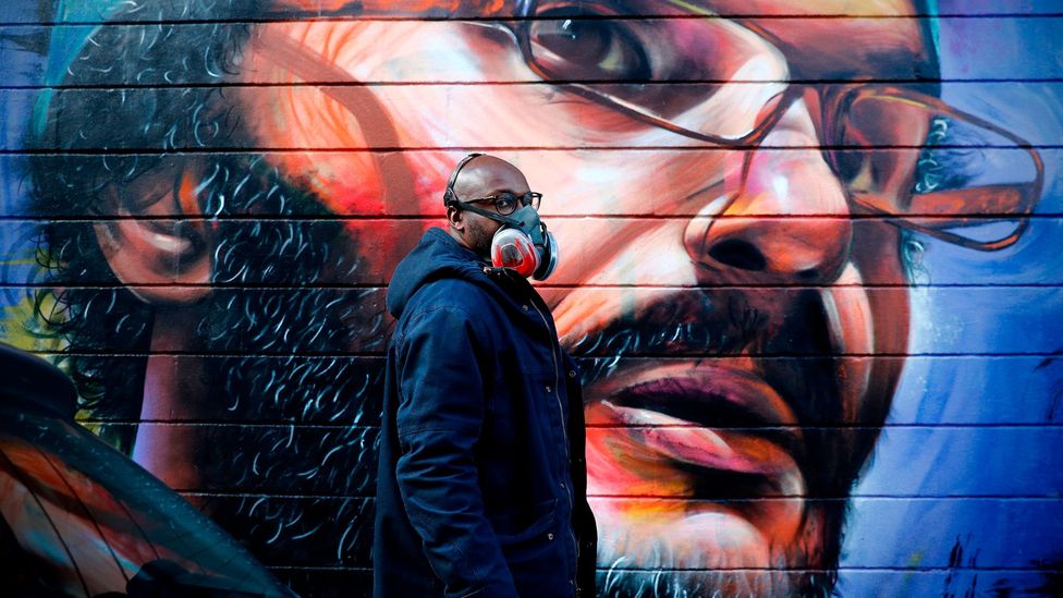 British-Ghanaian artist Dreph creates largescale, celebratory street murals (Credit: Adrian Dennis/ AFP via Getty Images)