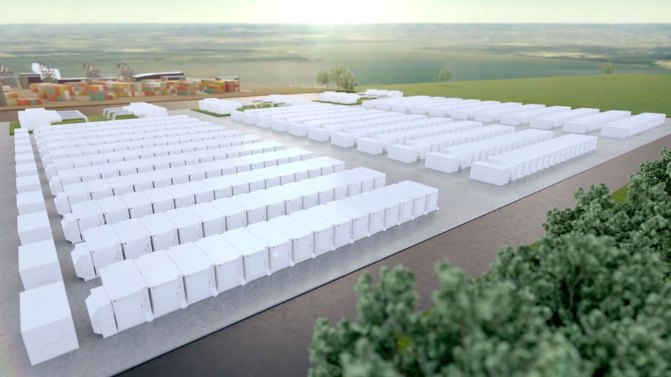 An artist's impression of what is set to become the UK's largest battery storage facility, with 320 megawatt capacity (Credit: InterGen)