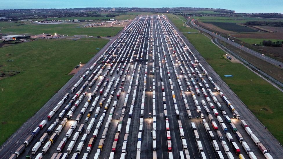 News of the B117 variant spreading rapidly in England led many countries to close their borders temporarily, leading to long tailbacks (Credit: William Edwards/Getty Images)