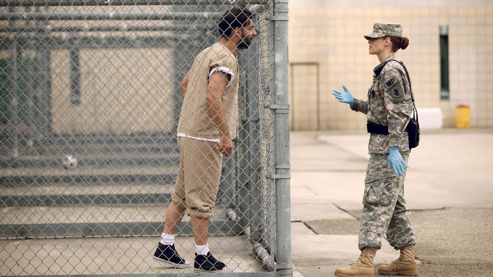 2014 indie film Camp X Ray told the fictional story of a soldier (Kristen Stewart) bonding with a prisoner (Peyman Moaadi) (Credit: Alamy)