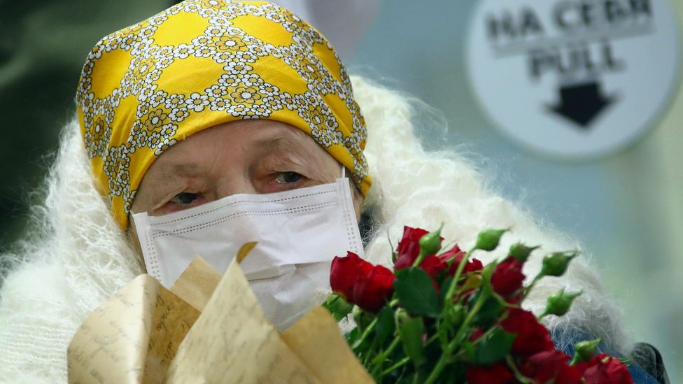 Pelageya Poyarkova, from Moscow, Russia, turned 100 last year and is one of a few very elderly people to have contracted Covid-19 and recovered (Credit: Valery Sharifulin/Alamy)