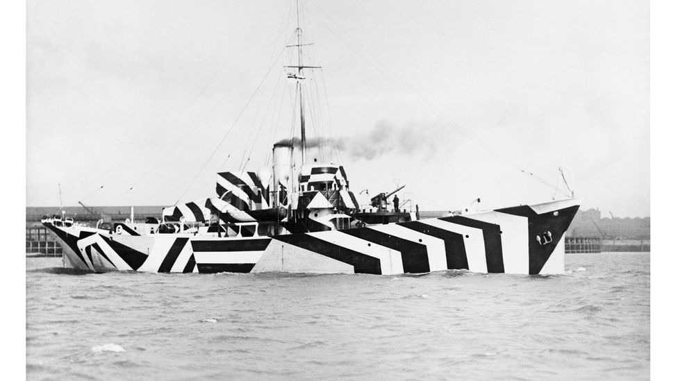 Gunboat HMS Kildangan in dazzle camouflage, 1918 (Credit: Imperial War Museums via Getty Images) Gunboat HMS Kildangan in dazzle camouflage, 1918 (Credit: Imperial War Museums via Getty Images)