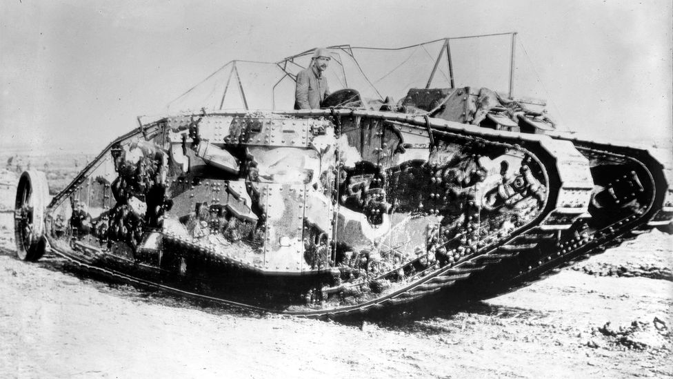 Camouflage developed by artists during World War One (such as on this tank in 1916, with Solomon's design) influenced deception operations in World War Two (Credit: Alamy)