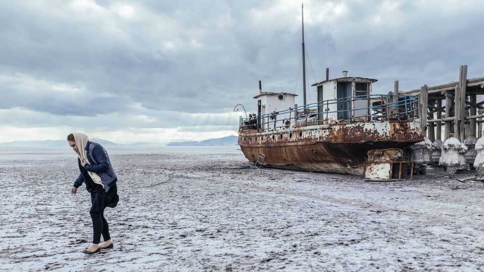 The dry bed of the lake is a source of salty dust that can be whipped up by strong winds into a dust storm (Credit: Solmaz Daryani)