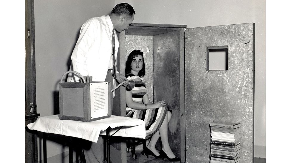 Reich's orgone accumulator was a cabinet designed to allow a person to sit inside it and absorb the universe's mysterious life force (Credit: Alamy)