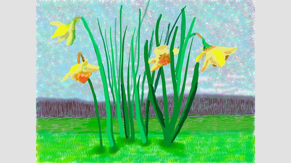 The Royal Academy features David Hockney's latest nature paintings, created using an iPad, such as No 118, 16th March 2020 (Credit: David Hockney)