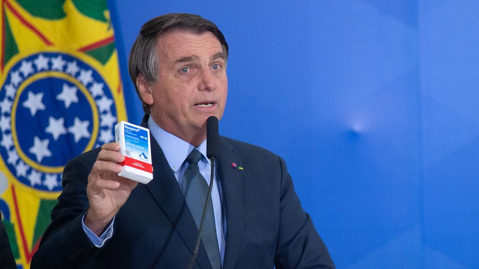 Some politicians, such as Brazil's president Jair Bolsonaro, have touted ineffective remedies such as chloroquine as Covid cures (Credit: Andressa Anholete/Getty Images)