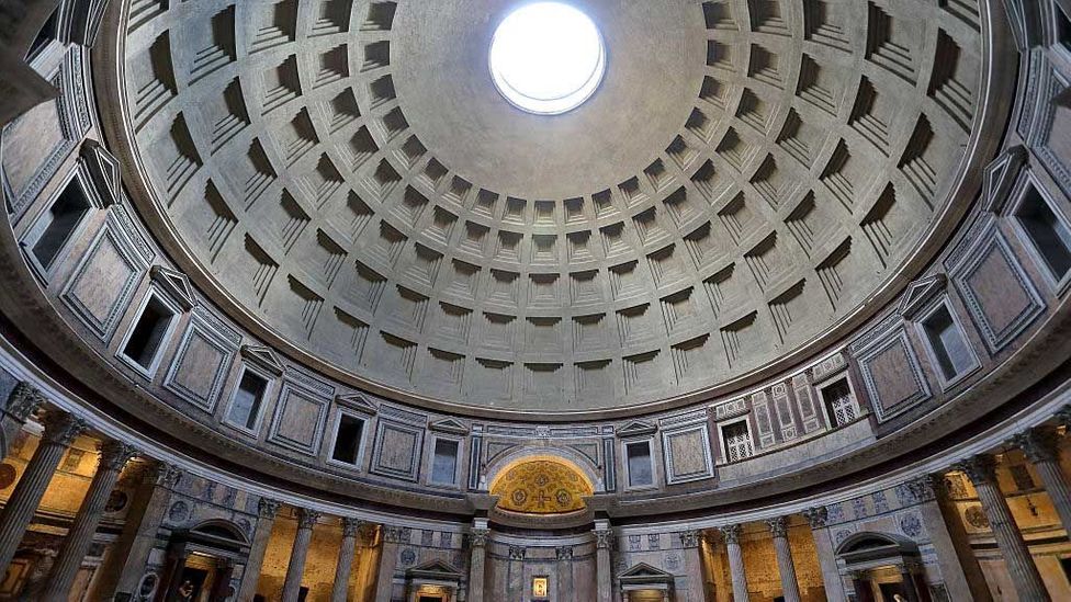 The Pantheon in Rome, Italy – the world's largest unreinforced concrete dome was built in the 2nd Century AD (Credit: Athanasios Gioumpasis/Getty Images)