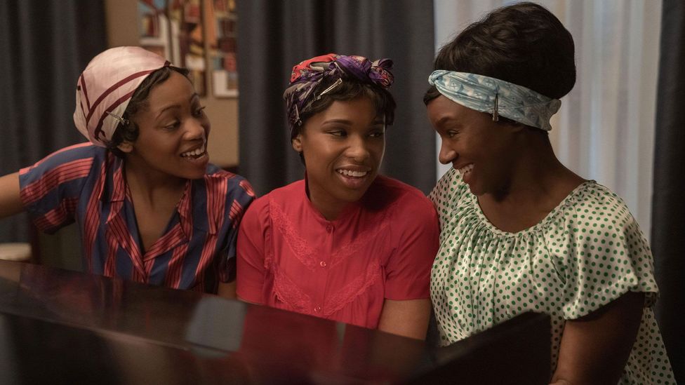 The upcoming film Respect stars Hailey Kilgore as Carolyn Franklin, Jennifer Hudson as Aretha and Saycon Sengbloh as Erma (Credit: MGM)