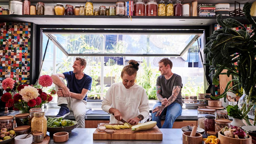 Award-winning chefs Matt Stone and Jo Barrett are living solely off the food and resources produced by Future Food System (Credit: Dean Bradley)