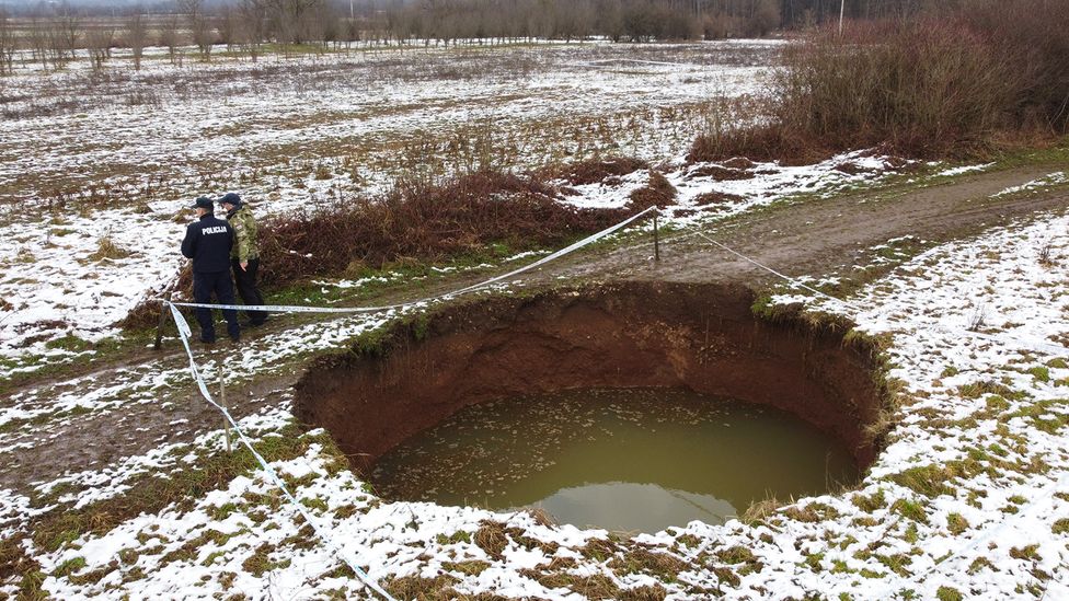 More than 100 sinkholes of varying size appeared in the area in under a month, raising fears for residents' safety (Credit: Antonio Šebalj)