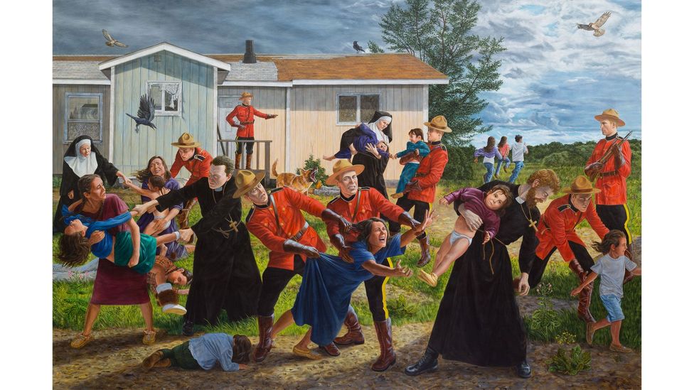 Painted in 2017, The Scream has come to symbolise outrage and grief after the discovery of unmarked graves (Credit: Kent Monkman/ Collection of the Denver Art Museum)