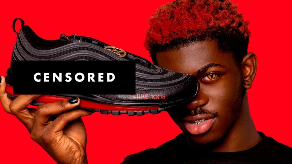 Musician Lil Nas X recently helped create the controversial 'Satan Shoes' (Credit: MSCHF)