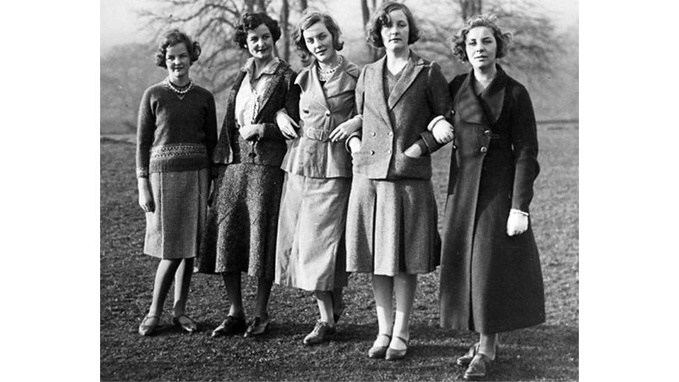 Jessica, Nancy, Diana, Unity and Pamela Mitford in 1935 – just the youngest, Deborah, is absent (Credit: Alamy)
