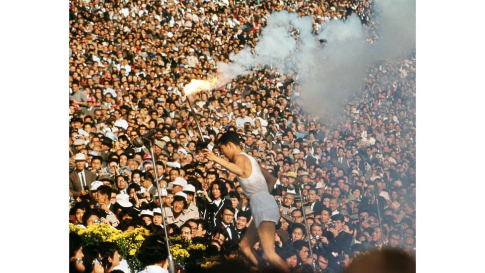 The 1964 Olympics' torchbearer was Yoshinori Sakai, who was born in Hiroshima on 6 August 1945 – the day the atomic bomb fell (Credit: Courtesy of the Criterion Collection)