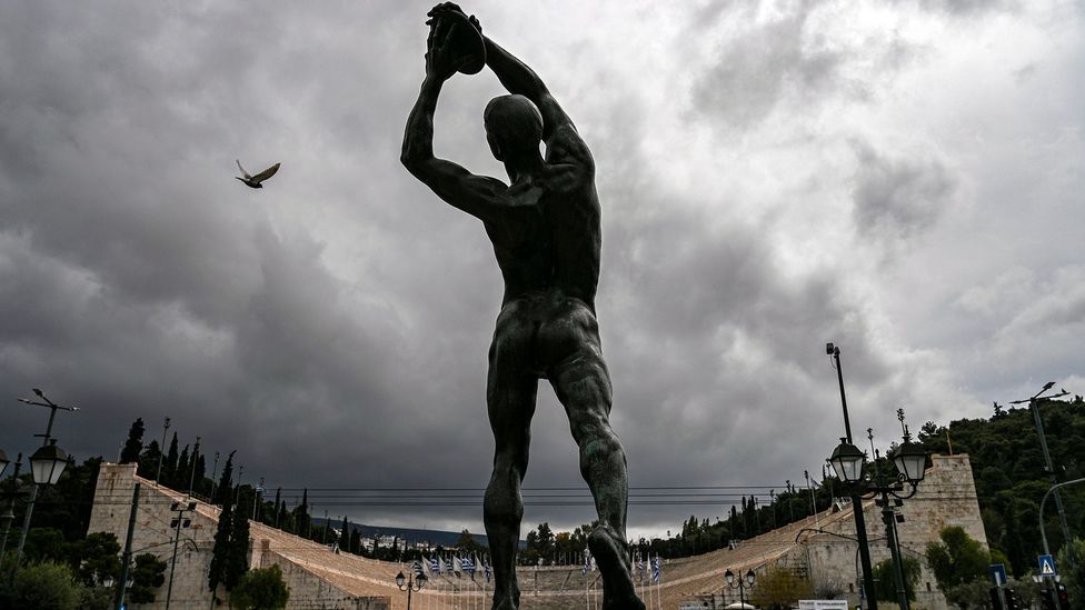 Would modern athletes still be able to perform their incredible feats if they shed their clothing to compete naked like the Ancient Greeks (Credit: Aris Messinis/AFP/Getty Images)
