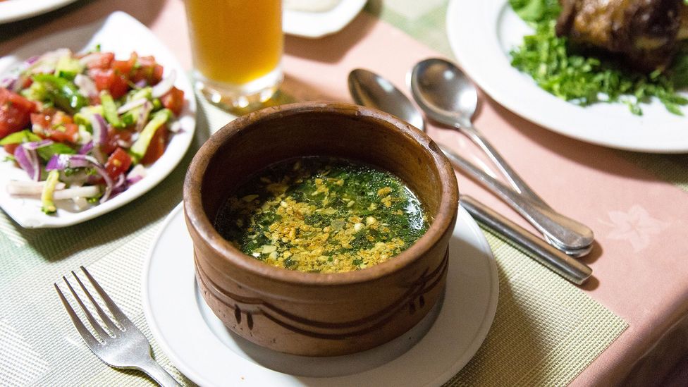 Molokhia is a staple of every Egyptian kitchen and is considered the country's emblematic meal