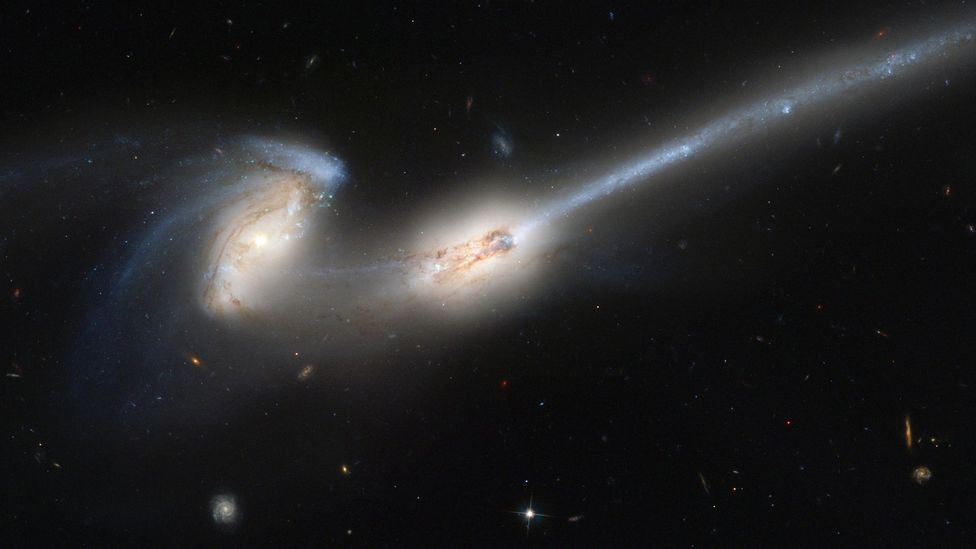 Although the Universe is expanding, the signs of past collisions between galaxies are surprisingly common while others are on collision courses (Credit: Nasa/ASC/ESA)